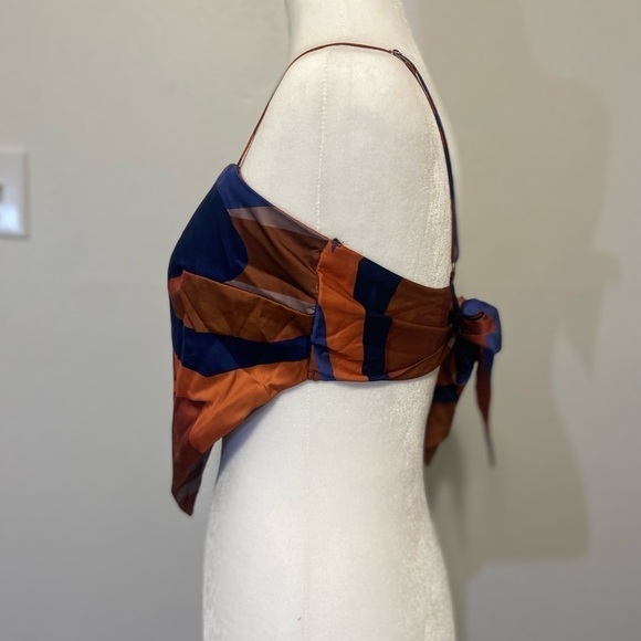 Papaya women's large scarf style crop top w/ geometric design EUC tie back - Picture 10 of 12